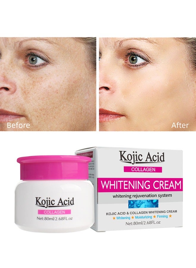 GUANJING Kojic Acid Face Whitening Cream, Moisturizing Hydrate and Nourish the Skin, Lightweight Non-Greasy Deep Penetration Anti-Aging，Spots Or Acne Scars In A Effective Way, 80ml/2.68 FL.oz  - Image 1