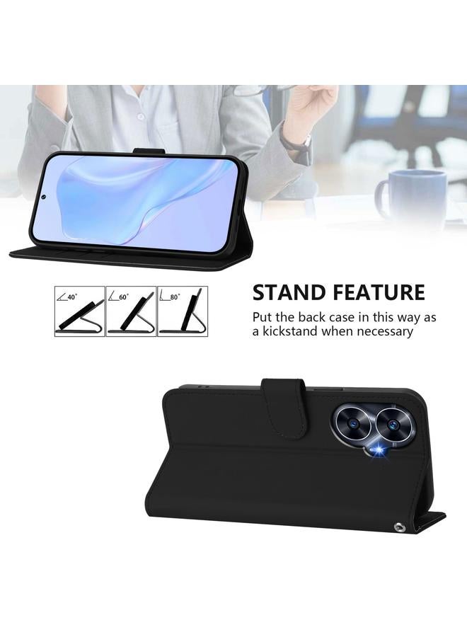 اس-توب جراب لهاتف Realme C55 4G Global Skin Feel جراب هاتف من الجلد بلون سادة مع حبل - Image 3