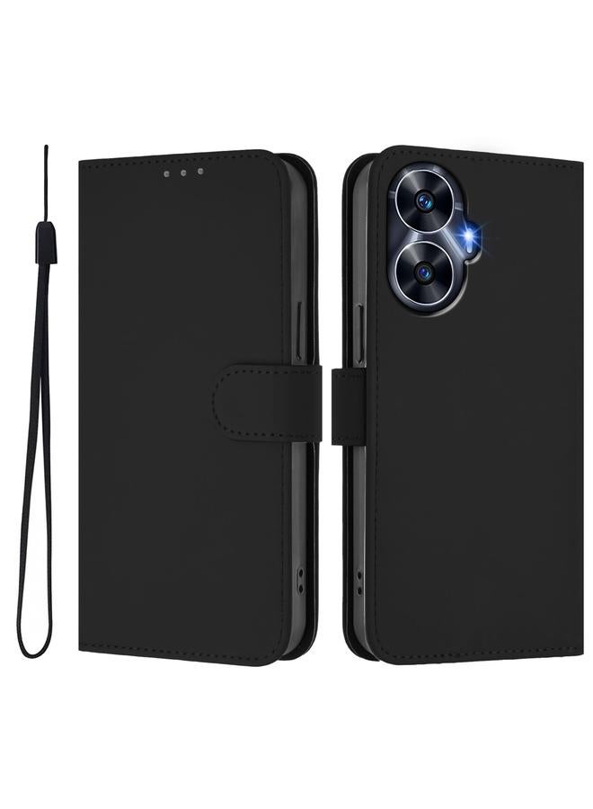 اس-توب جراب لهاتف Realme C55 4G Global Skin Feel جراب هاتف من الجلد بلون سادة مع حبل - Image 2