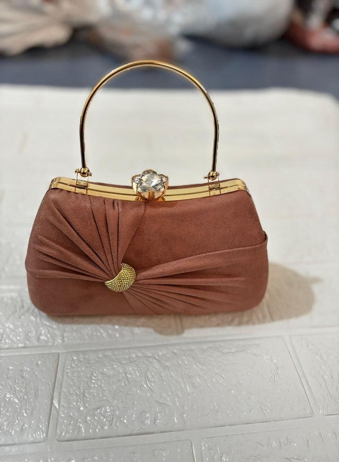 SELOME bow formal party clutch with gold chain for women and girls (CL102-BRO) - Image 4