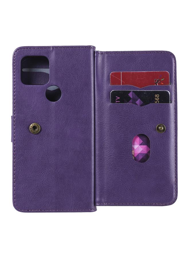 زبون جراب لهاتف Google Pixel 5 متعدد الوظائف بمشبك مغناطيسي نحاسي، جراب جلدي أفقي قابل للطي مع حامل و10 فتحات للبطاقات ومحفظة وإطار للصور - Image 4