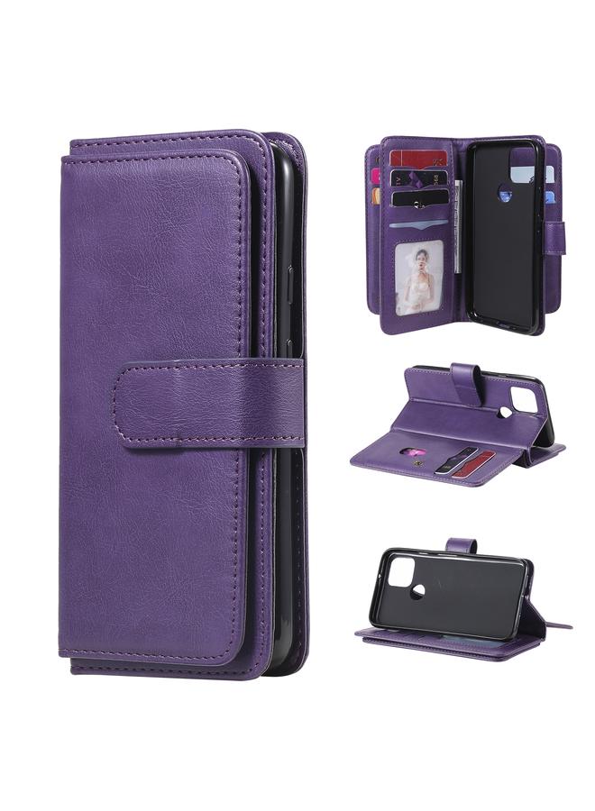 زبون جراب لهاتف Google Pixel 5 متعدد الوظائف بمشبك مغناطيسي نحاسي، جراب جلدي أفقي قابل للطي مع حامل و10 فتحات للبطاقات ومحفظة وإطار للصور - Image 1