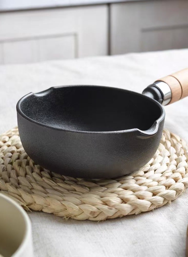 Special cast iron small oil pan flat-bottom frying pan deep oil splashing pan suitable for frying eggs and meat patties - Image 3