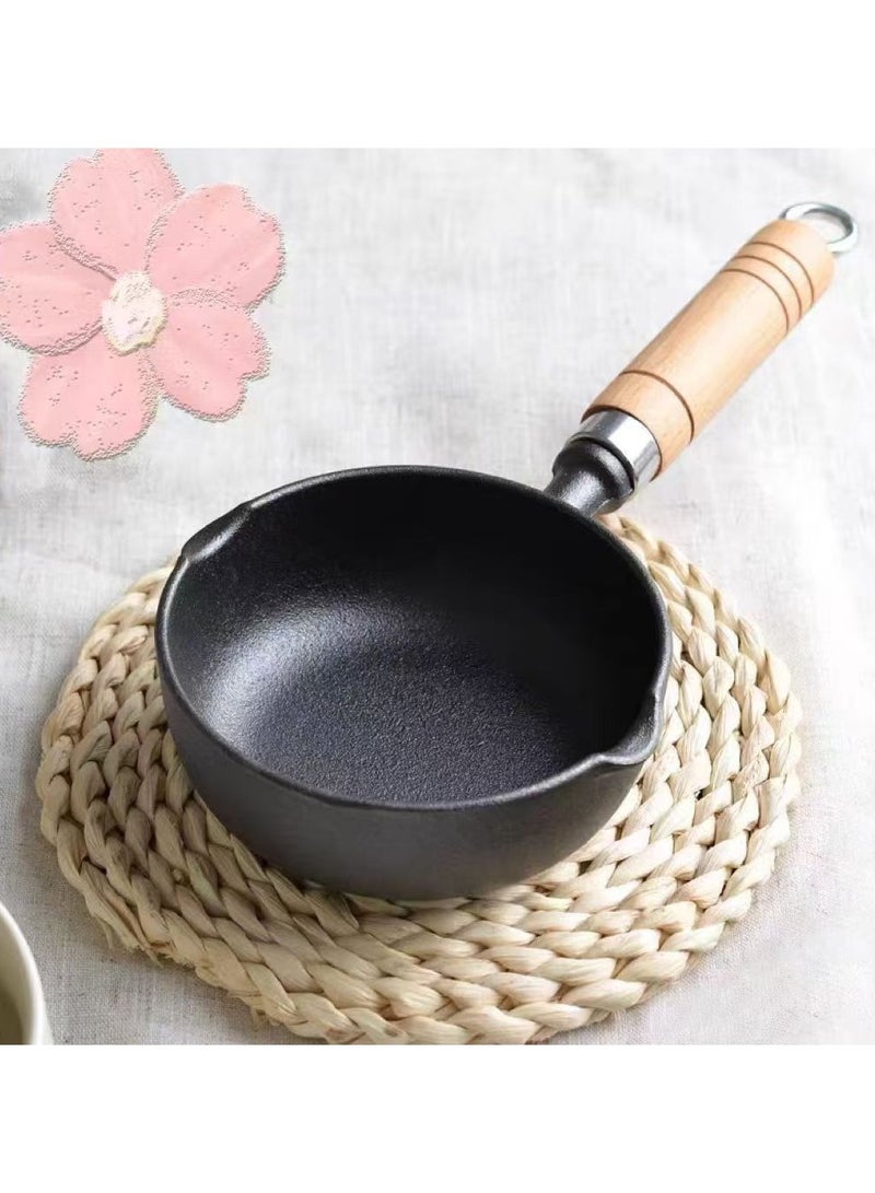 Special cast iron small oil pan flat-bottom frying pan deep oil splashing pan suitable for frying eggs and meat patties - Image 2