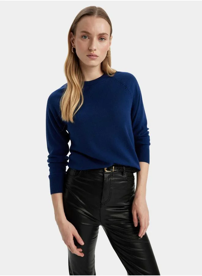 ديفاكتو Solid Raglan Sleeve Regular Fit Sweater