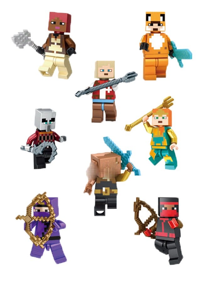 ماين كرافت مجموعة ألعاب شخصيات ماين كرافت الصغيرة من JMD، 8 قطعة، متوافقة مع مكعبات البناء، هدية تعليمية مبكرة للأطفال، 2.5-7 سم - Image 1