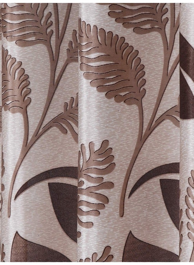 Cortina 2 Piece Floral Design Panel Eyelet Polyester Door Curtains - 7 Feet, Brown