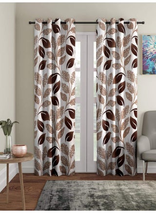 Cortina 2 Piece Floral Design Panel Eyelet Polyester Door Curtains - 7 Feet, Brown - pzsku/ZF9FE2BDEB3BF5EAFCA4FZ/45/_/1736426769/221678b6-9c53-46d5-b8f1-93540c8c3ad4