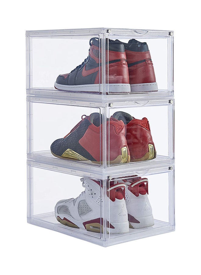 3-Piece Stackable Shoe Box Set Clear/White 13.5x7.5x10.6inch - Image 1