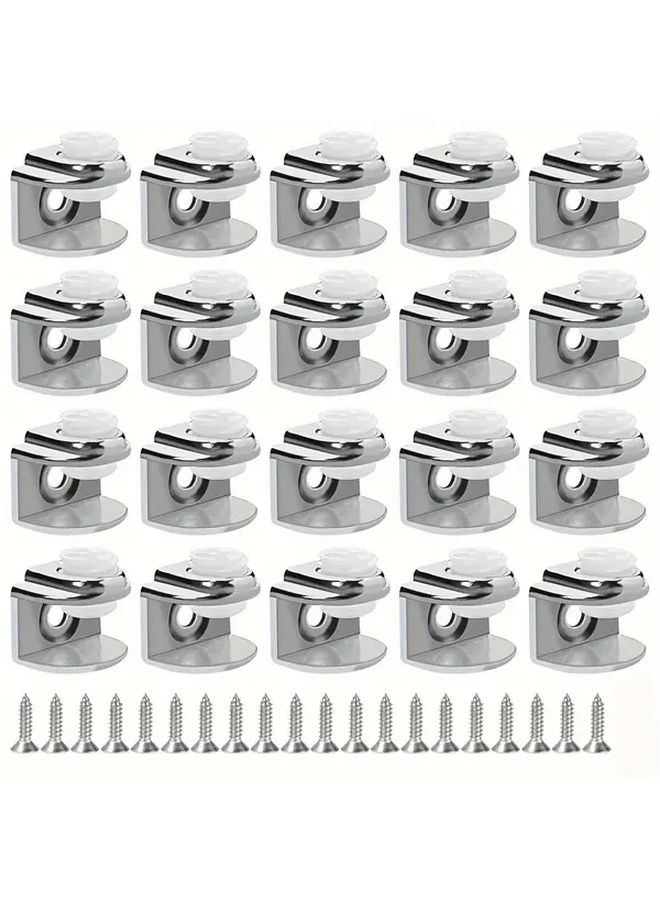 20 Pack Zinc Alloy Adjustable Glass Clamp Bracket Shelf Support Holder For 4 9mm Glass - Image 1