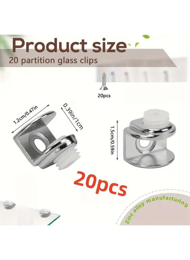 20 Pack Zinc Alloy Adjustable Glass Clamp Bracket Shelf Support Holder For 4 9mm Glass - Image 2