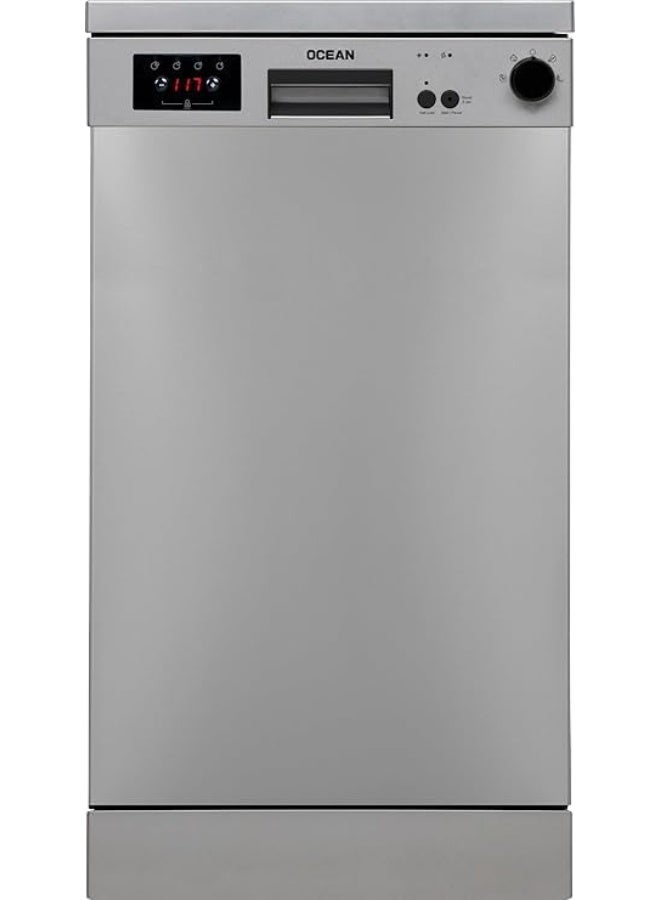 أوشن اوشن غسالة اطباق، 45سم، سعة 10 فرد، 4 برامج، شاشة ديجيتال، 2 سلة، نظام تحكم مباشر، فضى - ODT 454 DVXB - Image 1