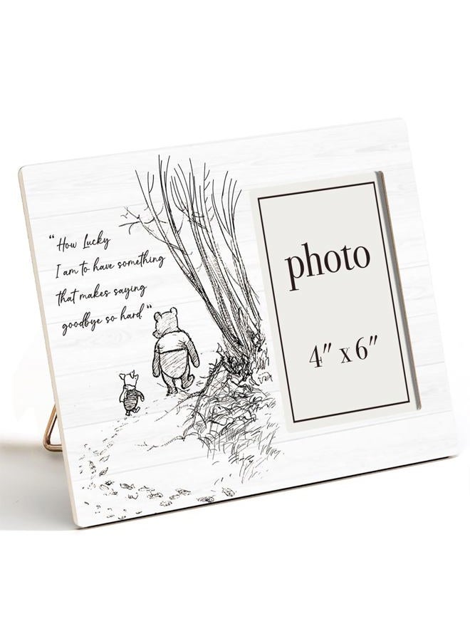 AKFVNSFK Pooh Bear Quote Picture Frame, Classic Pooh Bear Going Away Gifts for Friends Sisters Besties, Saying Goodbye So Hard Photo Frame for 4 x 6 Inch Photo - Image 1