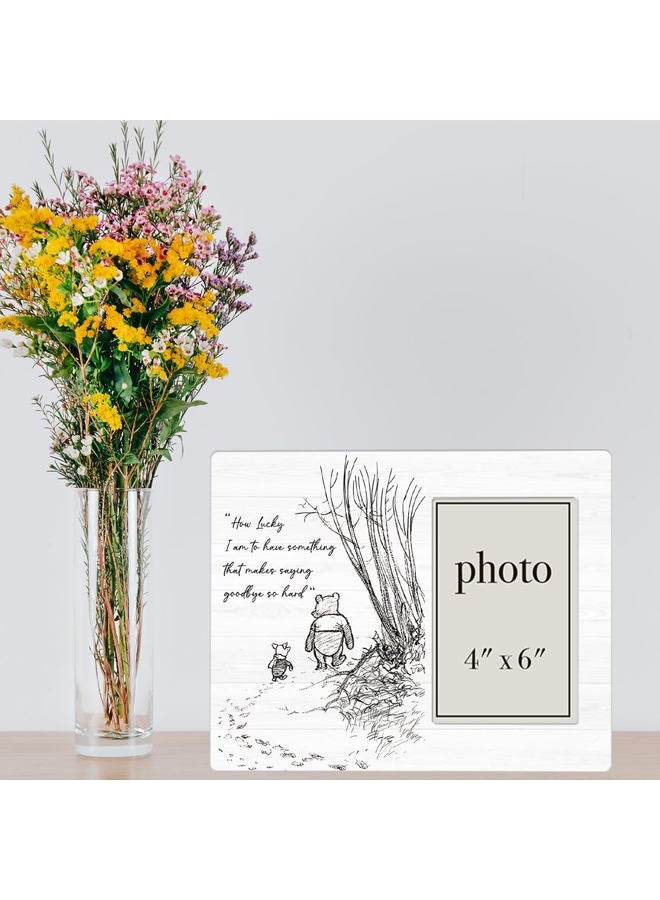 AKFVNSFK Pooh Bear Quote Picture Frame, Classic Pooh Bear Going Away Gifts for Friends Sisters Besties, Saying Goodbye So Hard Photo Frame for 4 x 6 Inch Photo - Image 5