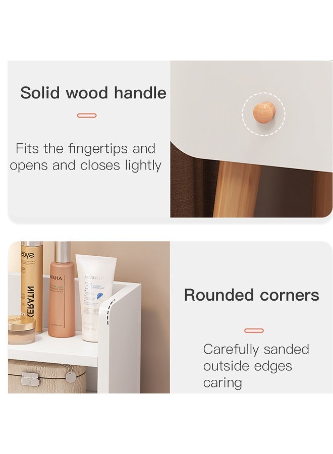 شاربدو طاولة زينة مع مرآة، خزانة مكياج خشبية بسيطة باللون الأبيض مع مساحة تخزين - Image 4