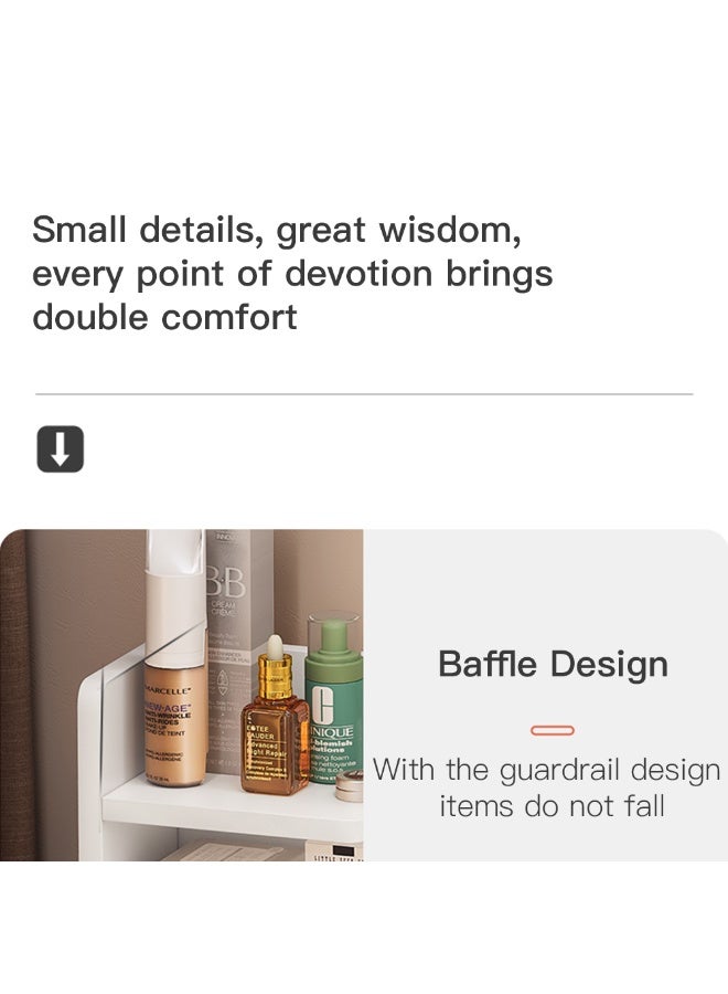 شاربدو طاولة زينة مع مرآة، خزانة مكياج خشبية بسيطة باللون الأبيض مع مساحة تخزين - Image 3