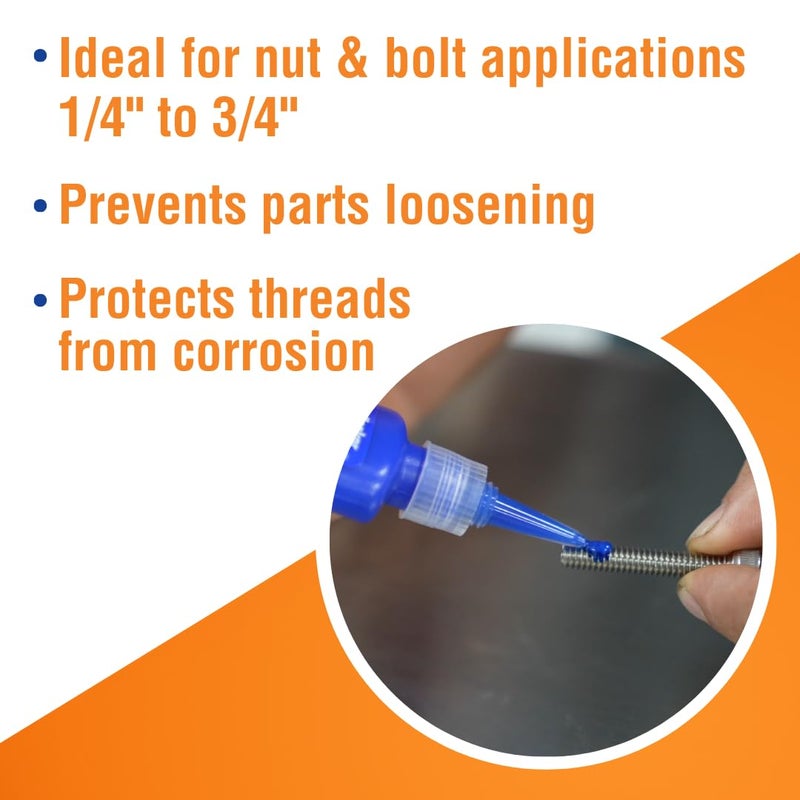 Permatex 24200 Threadlocker Blue Medium Strength,Thread Lock & Screw Glue for Bolts Nuts & Fasteners to Prevent Loosening & Corrosion, Removable with Hand Tools 6 ml - Image 5