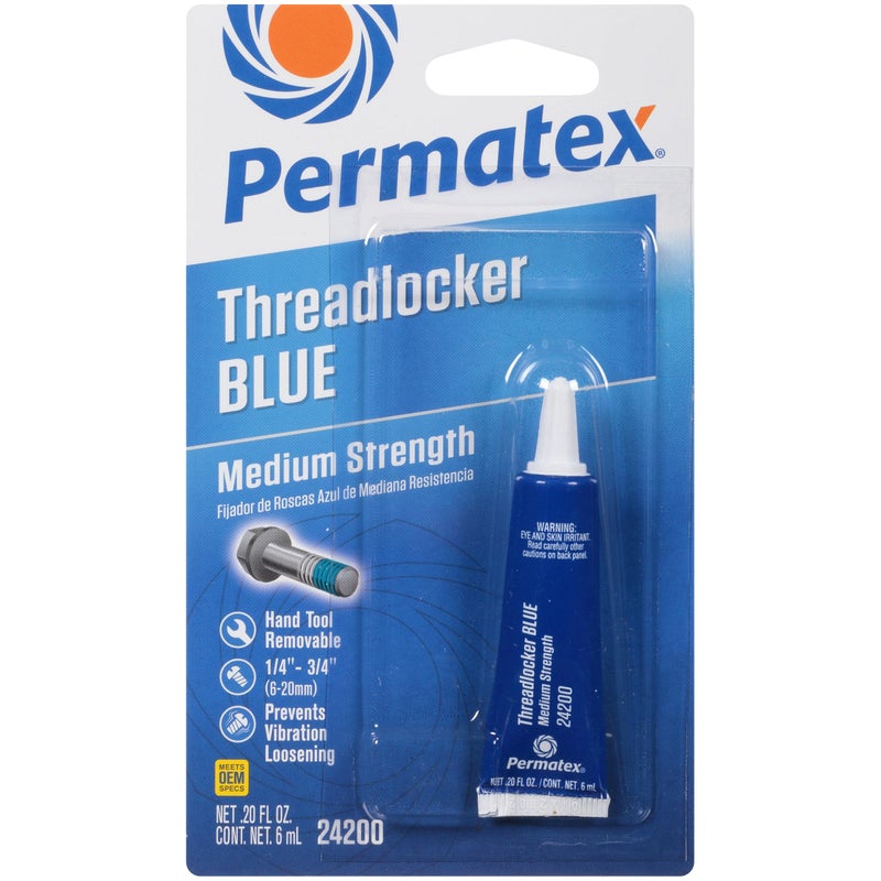Permatex 24200 Threadlocker Blue Medium Strength,Thread Lock & Screw Glue for Bolts Nuts & Fasteners to Prevent Loosening & Corrosion, Removable with Hand Tools 6 ml - Image 1