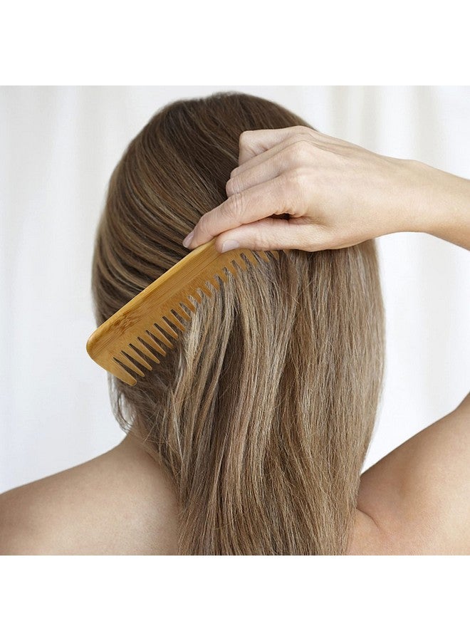 MRD Bamboo Wide Tooth Comb, Detangling Anti-Static Brush Natural Curly Wavy Dry Hair For Womens and Mens Hand Polished (1PCS) - Image 4
