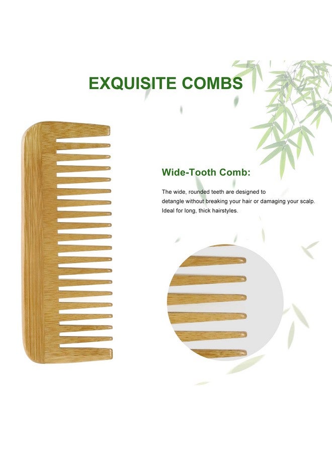 MRD Bamboo Wide Tooth Comb, Detangling Anti-Static Brush Natural Curly Wavy Dry Hair For Womens and Mens Hand Polished (1PCS) - Image 3