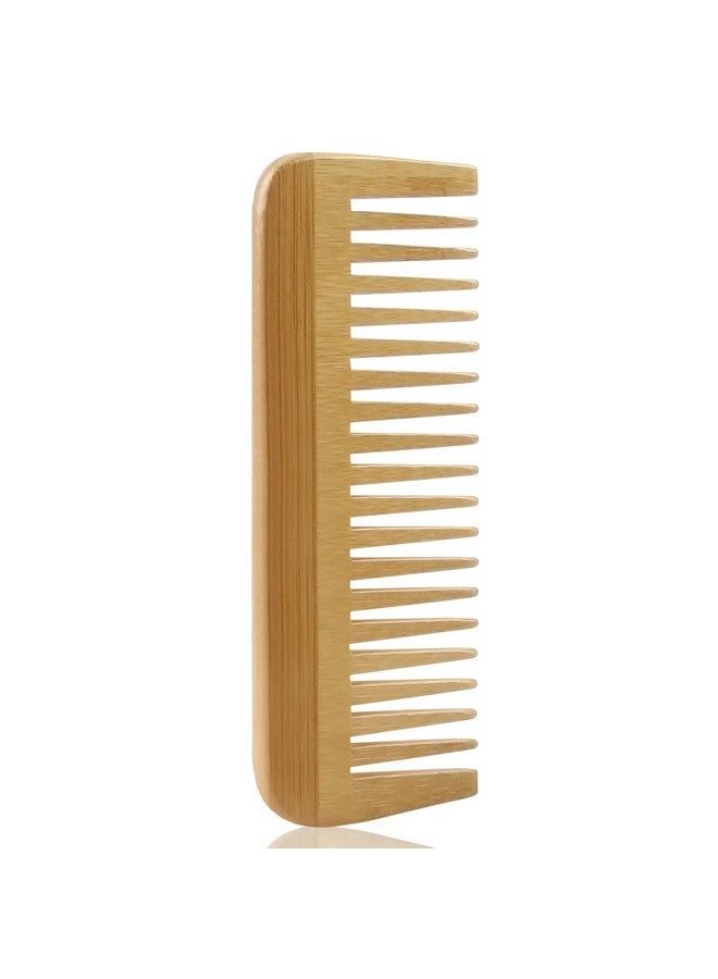 MRD Bamboo Wide Tooth Comb, Detangling Anti-Static Brush Natural Curly Wavy Dry Hair For Womens and Mens Hand Polished (1PCS) - Image 1