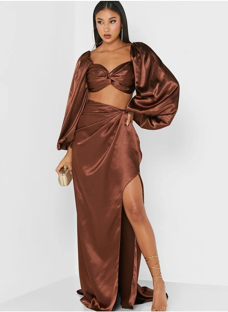 Yaura Balloon Sleeve Crop Top