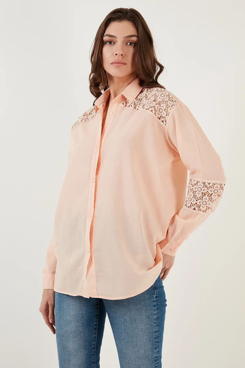 ليلا Laced Cotton Comfortable Cut Summer Shirt Women's Shirt 51442623