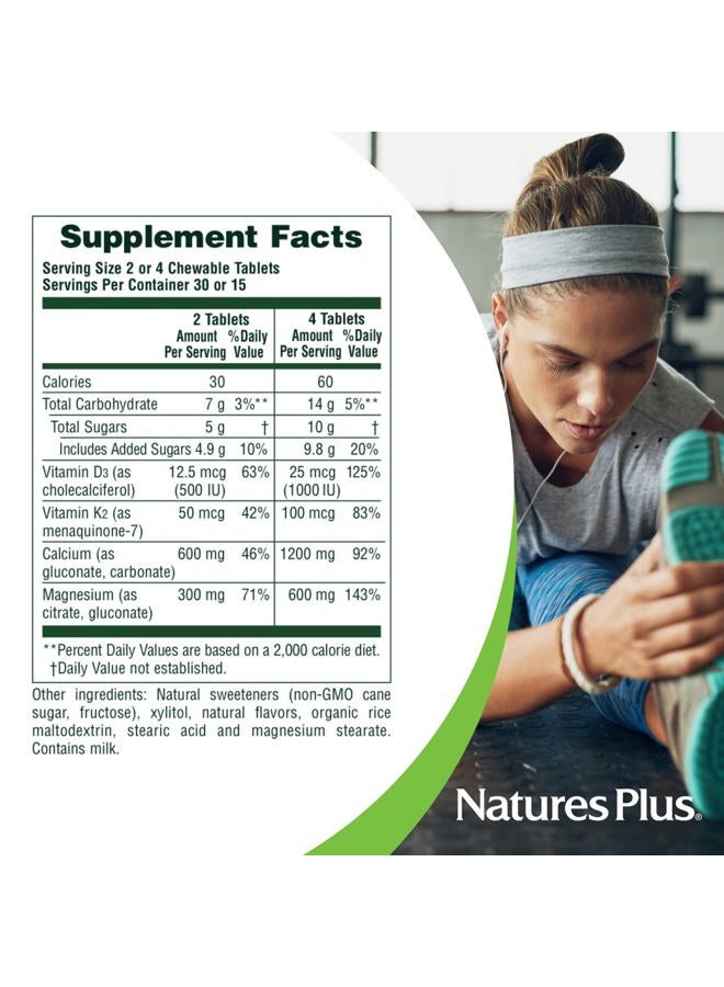 Nature's Plus فيتامين د3 القابل للمضغ مع الكالسيوم والمغنيسيوم وفيتامين ك2 - Image 5