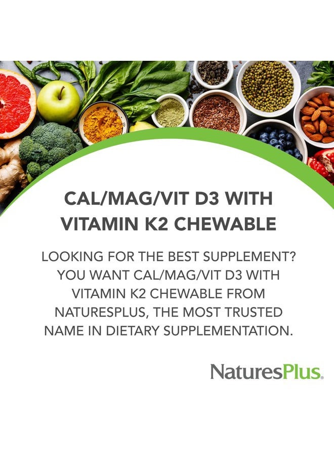 Nature's Plus فيتامين د3 القابل للمضغ مع الكالسيوم والمغنيسيوم وفيتامين ك2 - Image 3