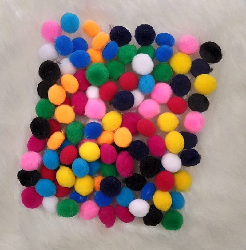 DARKNESS Multicolor Pom Poms, Pompoms 2 cm Thick Pack of 100 pcs for Hobby Supplies and DIY Creative Crafts Decorations - Image 3