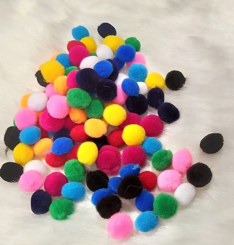 DARKNESS Multicolor Pom Poms, Pompoms 2 cm Thick Pack of 100 pcs for Hobby Supplies and DIY Creative Crafts Decorations - Image 5