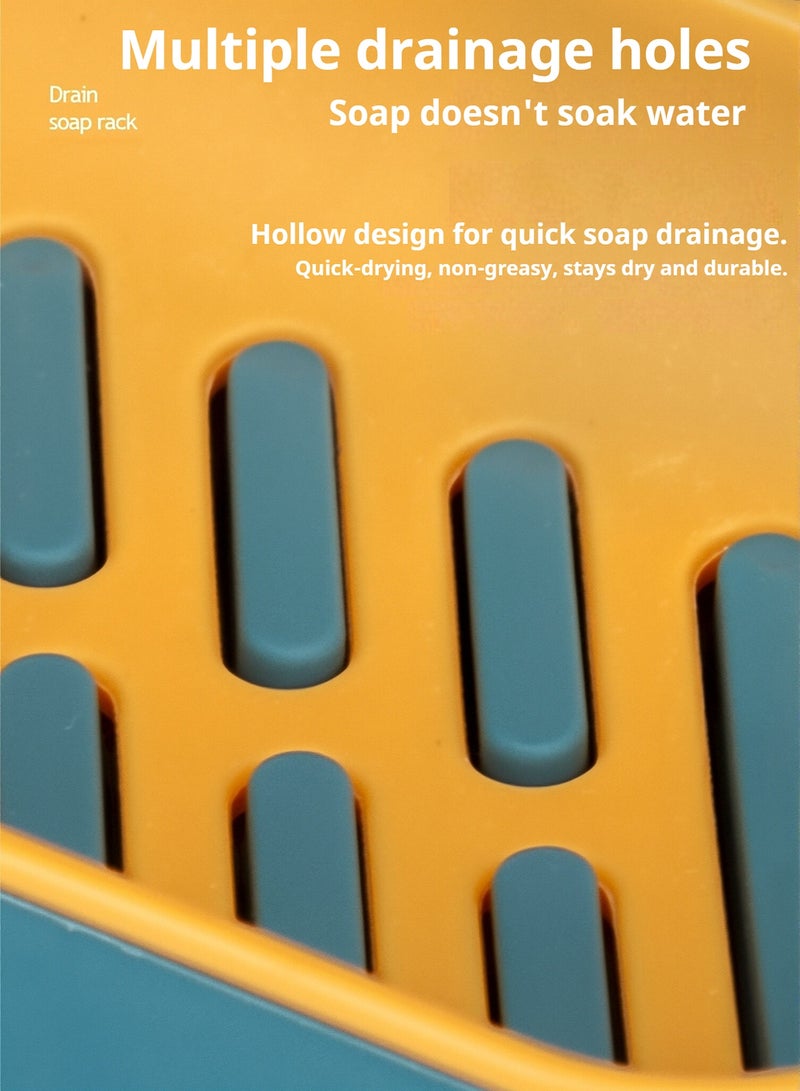 3-Piece Soap Holder, Leakproof Soap Dish Box Wall Mounted NO-Drilling Soap Box Soap Sponge Holder for Shower Bathroom Bathtub Kitchen Travel Soap Container Case for Bathroom Camping Gym Business Trip - Image 4