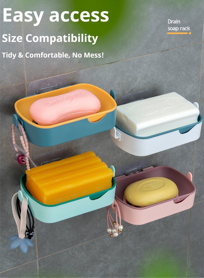 3-Piece Soap Holder, Leakproof Soap Dish Box Wall Mounted NO-Drilling Soap Box Soap Sponge Holder for Shower Bathroom Bathtub Kitchen Travel Soap Container Case for Bathroom Camping Gym Business Trip - Image 5