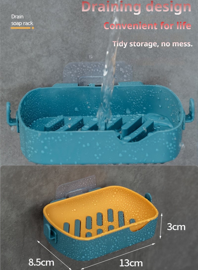 3-Piece Soap Holder, Leakproof Soap Dish Box Wall Mounted NO-Drilling Soap Box Soap Sponge Holder for Shower Bathroom Bathtub Kitchen Travel Soap Container Case for Bathroom Camping Gym Business Trip - Image 3