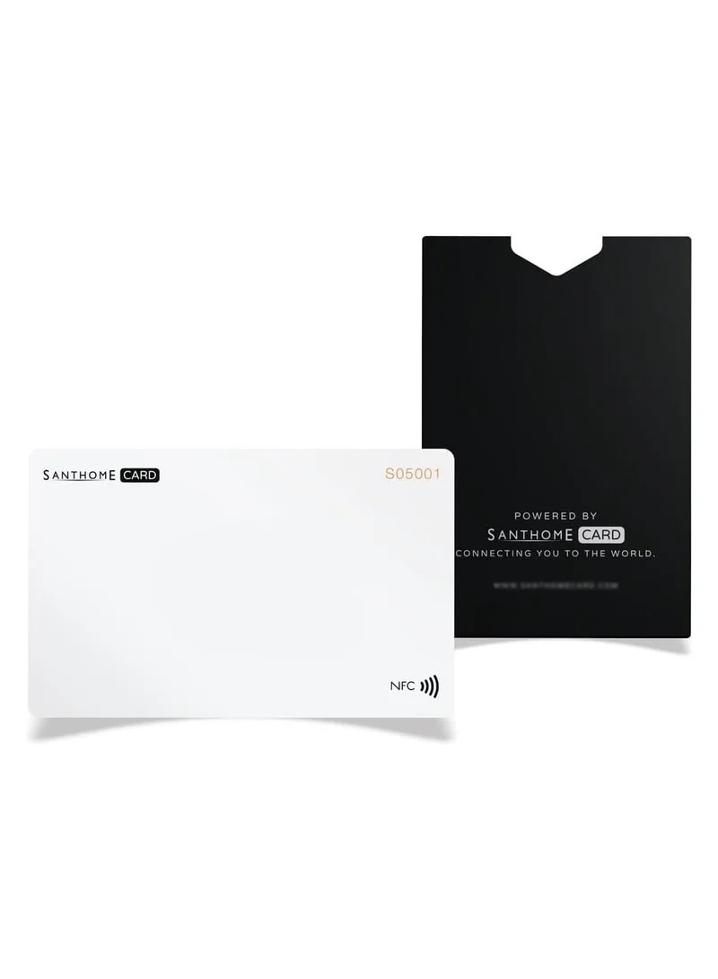 سانثوم بطاقة عمل رقمية من Santhome، بطاقة أعمال ذكية، White NFC Tap بالإضافة إلى مسح رمز الاستجابة السريعة للاتصال الفوري، متوافقة مع iOS وAndroid بدون تثبيت التطبيق، متوافقة مع اللائحة العامة لحماية البيانا