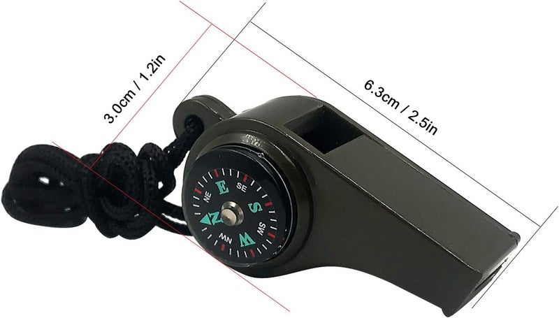 MeiNvShe 2 Pack Emergency Survival Whistle, 3-in-1 Emergency Whistles with Compass and Thermometer, Loud Safety Whistle with Lanyard for Outdoor Hiking - Image 2