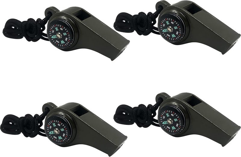 MeiNvShe 2 Pack Emergency Survival Whistle, 3-in-1 Emergency Whistles with Compass and Thermometer, Loud Safety Whistle with Lanyard for Outdoor Hiking - Image 1