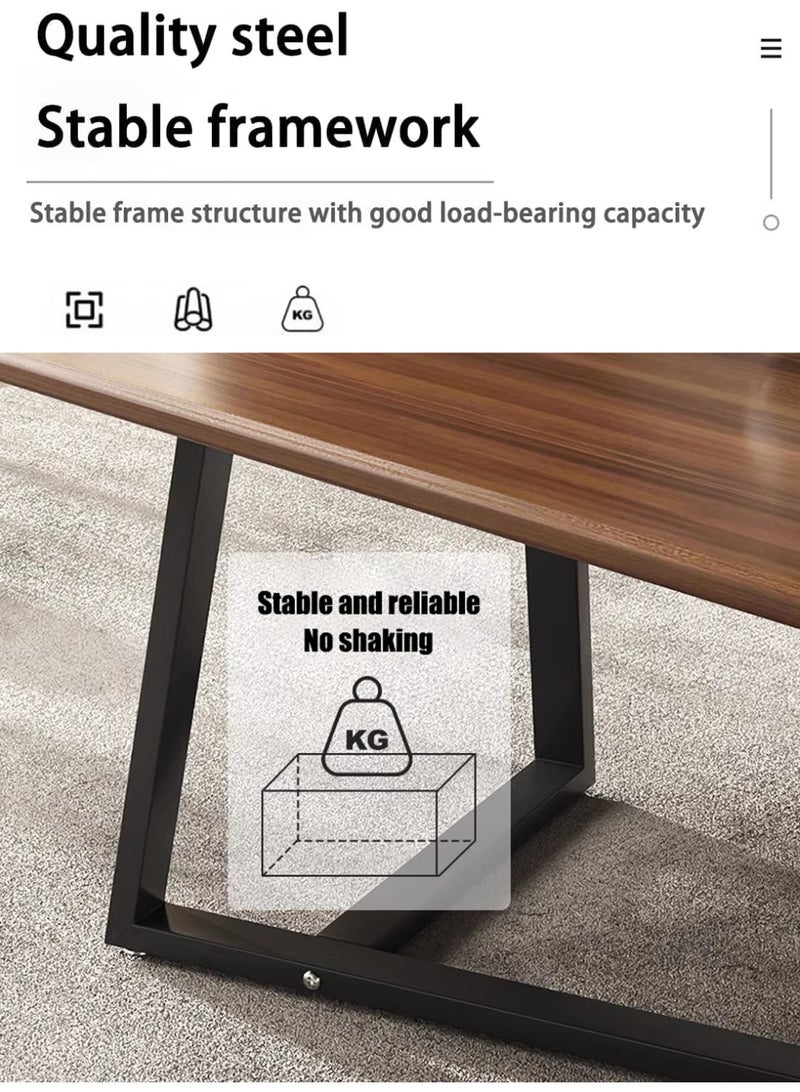 TAPIT Coffee Table Desk Light Luxury Creative Tea Table Rectangular Tea Table Steel Frame Legs Stylish Large Desktop Coffee Table Stable Load-bearing (Walnut) - Image 3