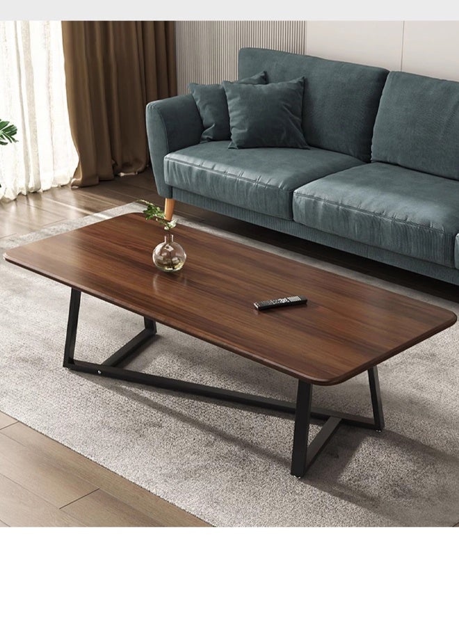 TAPIT Coffee Table Desk Light Luxury Creative Tea Table Rectangular Tea Table Steel Frame Legs Stylish Large Desktop Coffee Table Stable Load-bearing (Walnut) - Image 1