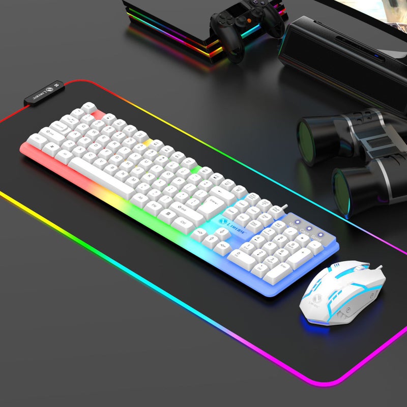 LIMEIDE Li magnesium upgraded GTX350 luminous keyboard mouse USB mechanical feel wired spherical keycap coverGTX350 ball cap suit White GTX350 ball cap suit White 
