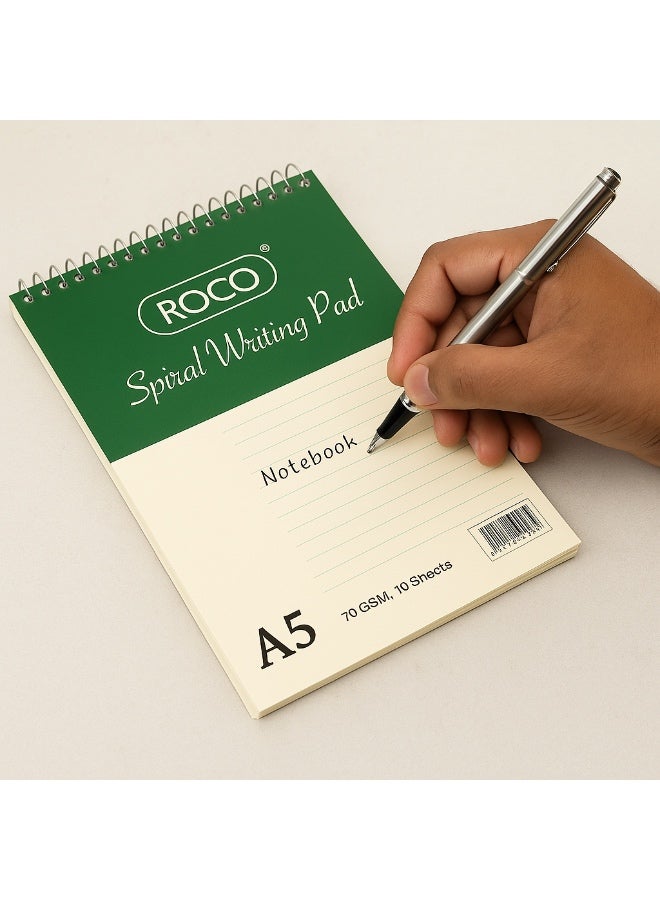 ROCO Spiral Writing Pad A5, 70 Sheets Pack of 2 | Smooth Writing, Durable, Office, School Use - Image 2