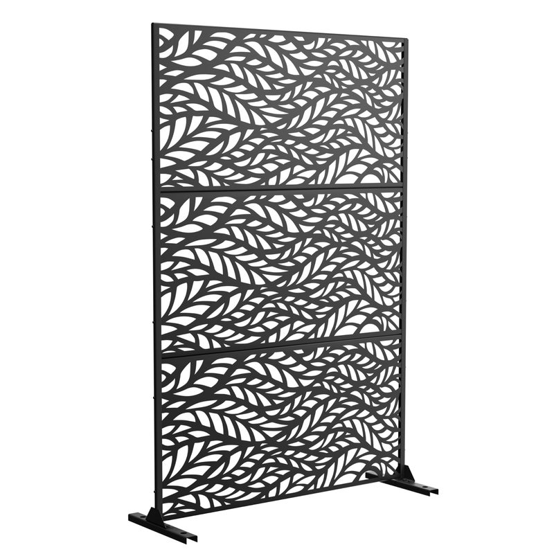 أحد عشر لوحة شاشة خصوصية خارجية زخرفية من المعدن مادة شاشة خصوصية للفناء شاشة تقسيم زخرفية خارجية مع قاعدة للحديقة الخارجية الفناء الخلفي قائمة بذاتها 76Hx47W S081USAM019 أوراق 1 جالون فولاذ مجلفن