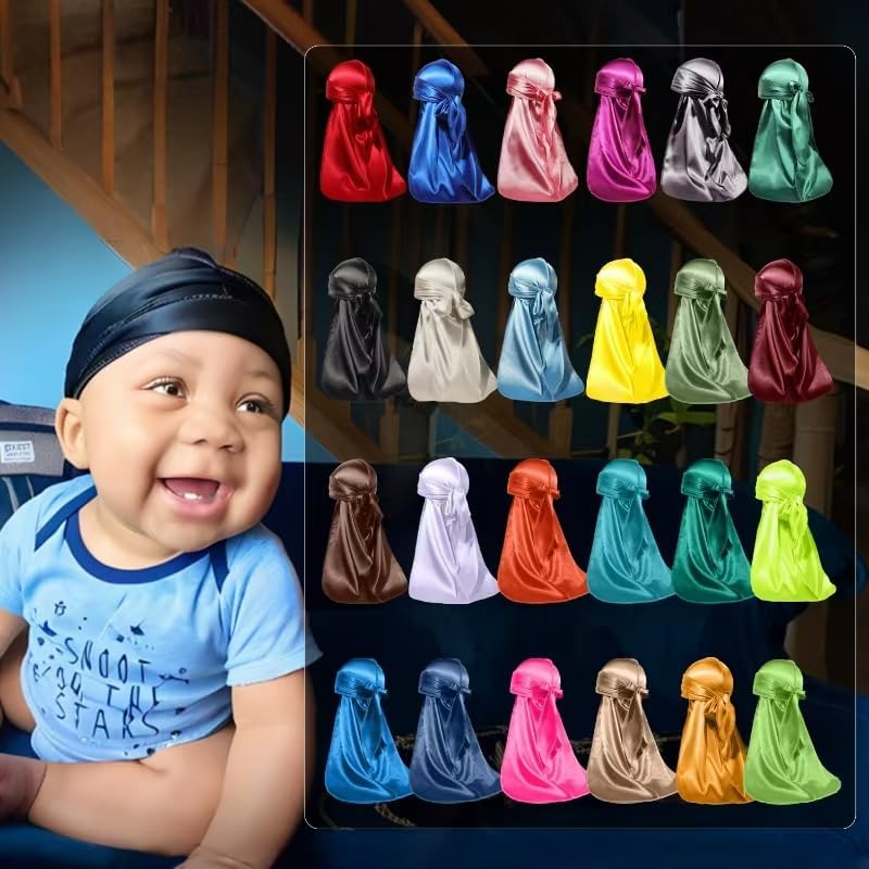 ForceWave 2 PCS Silky Satin Baby Durags for Boys Girls Infant - Image 2