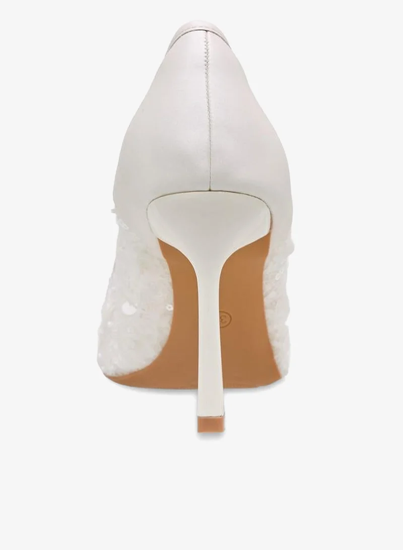 Flora Bella By Shoexpress WHITE Women Sequin Embellished Pointed Toe Pumps Ramadan Collection for Women | Best Price UAE