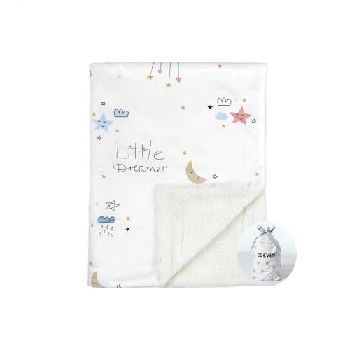 CREVENT Cozy Soft and Warm Mink Baby Blanket with Sherpa Backing Gift Packing with Ribbon for Newborn Infant Toddlers Crib Cot Stroller 30X40 Little Dream - Image 1