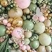 Partycus Dusty Green Pink Balloon Arch Double Stuffed Sage Mint Green Baby Pink White Sand Cream Gold Pastel Balloon Garland Kit for Baby in Bloom Birthday Wedding Easter Dinosaur Valentines Party - Image 4