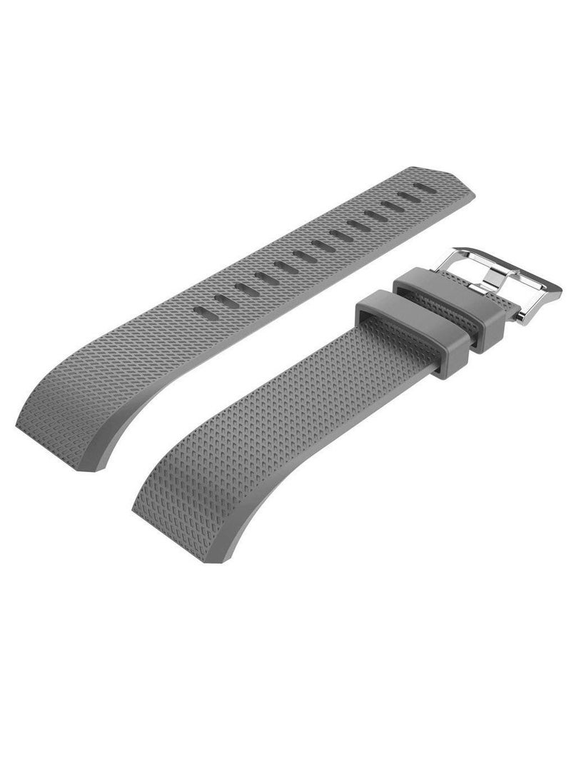 Soft Silicone Replacement Band for Men Women Fitness Activity Tracker Wristband w/Secure Metal Buckle Clasp Compatible with Fitbit Charge 2 SmartWatch Sport Band - Image 2