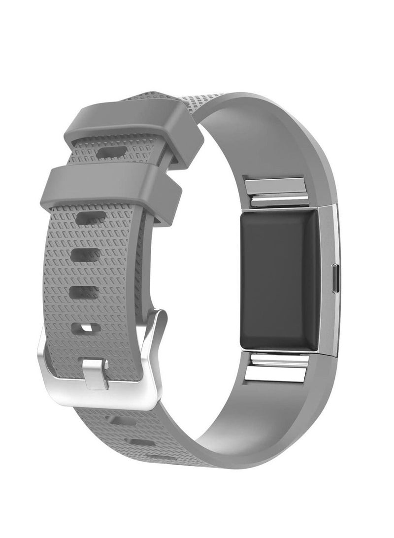Soft Silicone Replacement Band for Men Women Fitness Activity Tracker Wristband w/Secure Metal Buckle Clasp Compatible with Fitbit Charge 2 SmartWatch Sport Band - Image 3