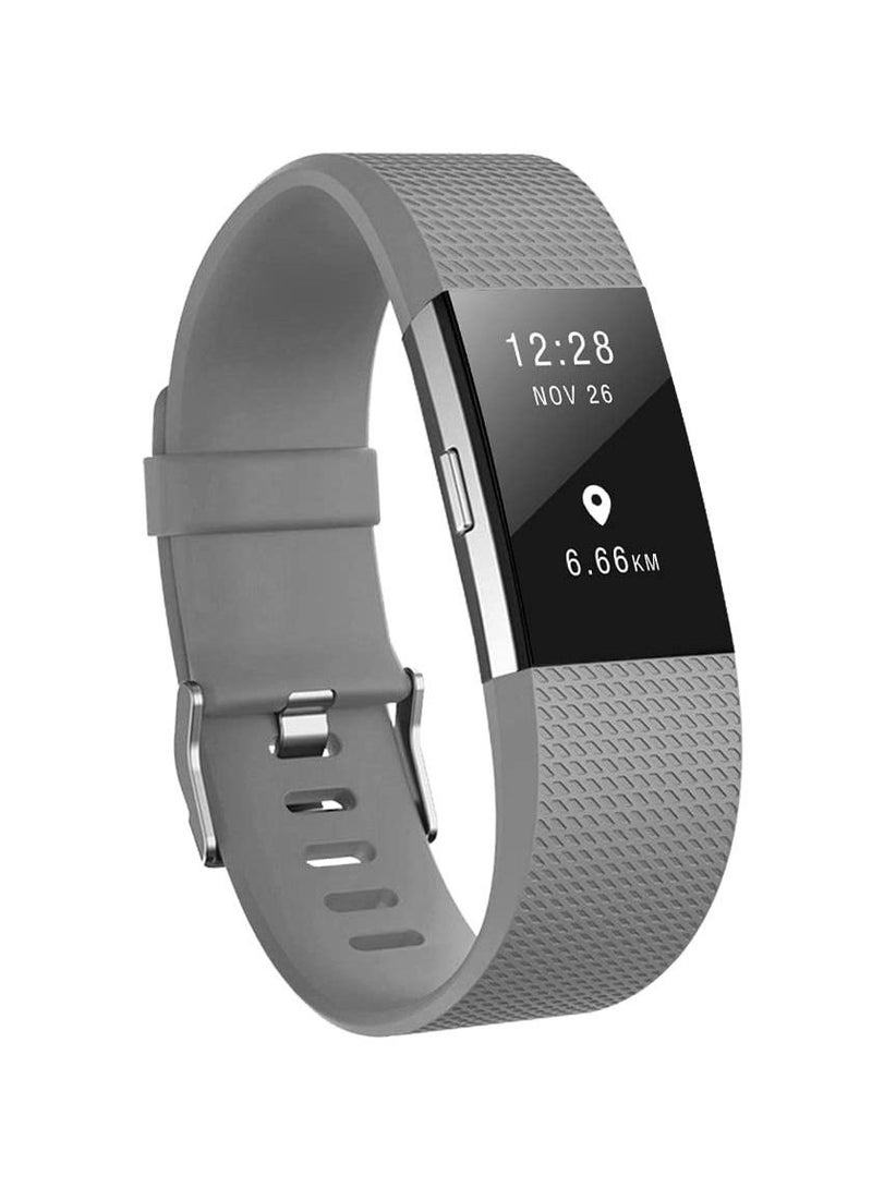 Soft Silicone Replacement Band for Men Women Fitness Activity Tracker Wristband w/Secure Metal Buckle Clasp Compatible with Fitbit Charge 2 SmartWatch Sport Band - Image 1