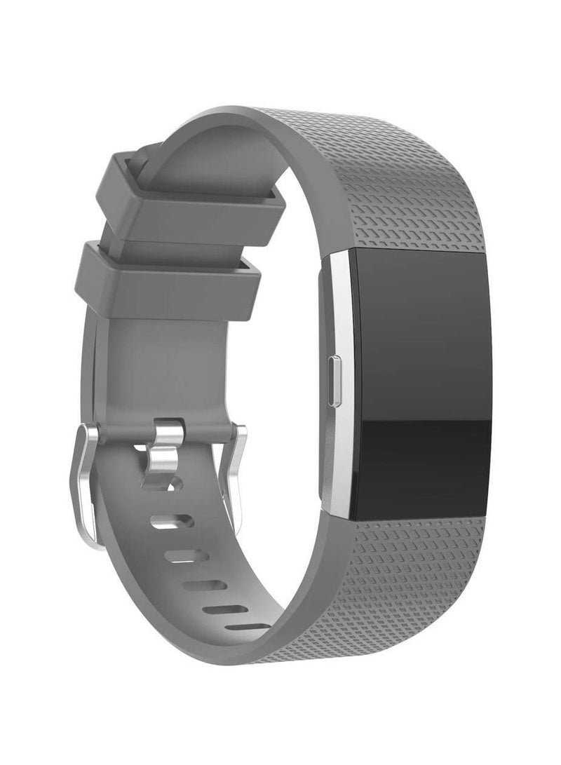 Soft Silicone Replacement Band for Men Women Fitness Activity Tracker Wristband w/Secure Metal Buckle Clasp Compatible with Fitbit Charge 2 SmartWatch Sport Band - Image 4